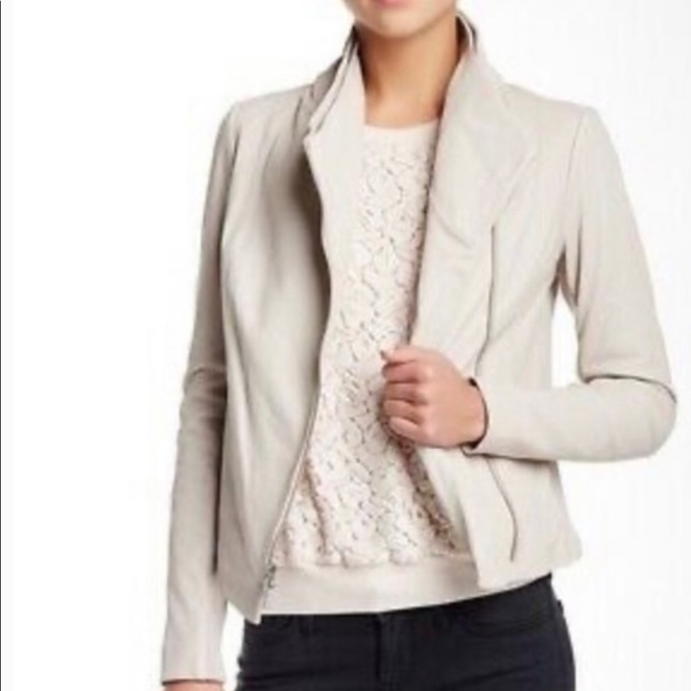 Vince Leather Moto Scuba Jacket S Asymmetrical Full Zip Long Sleeve